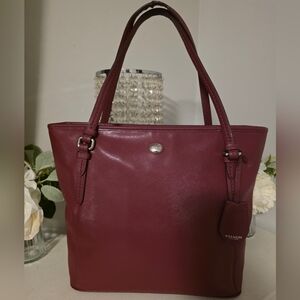 Coach Burgundy Leather Tote Bag
